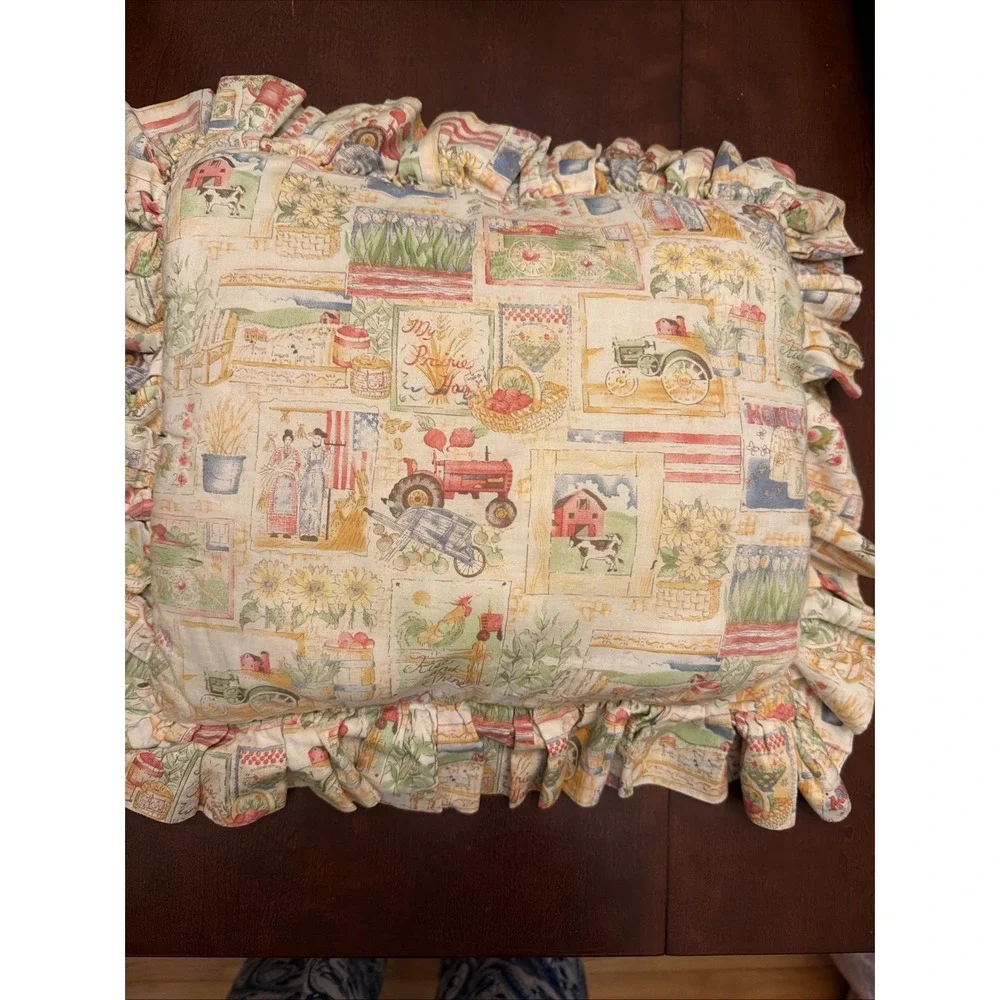 Home Sweet Home Farm Country Needlepoint Decorative Pillow Vintage